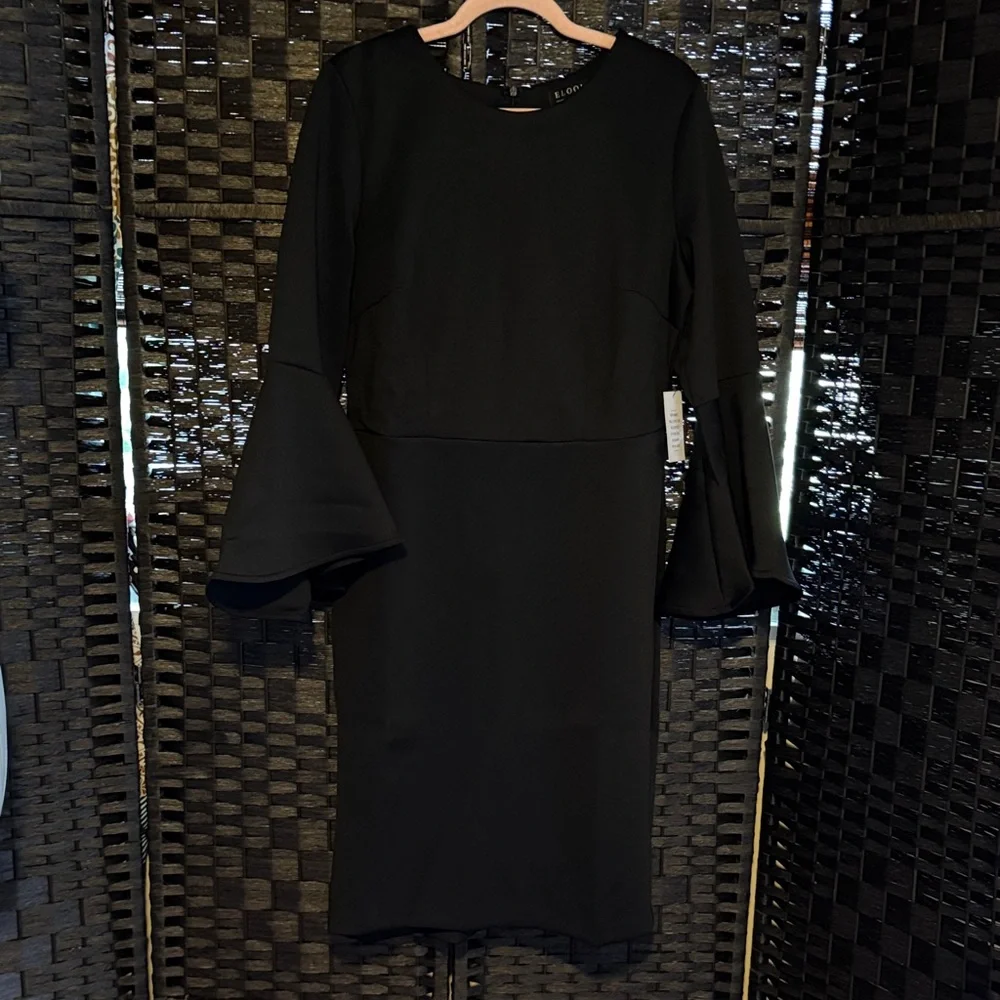ELOQUII Black Bell Sleeve Dress Size 14 - Picture 2 of 8